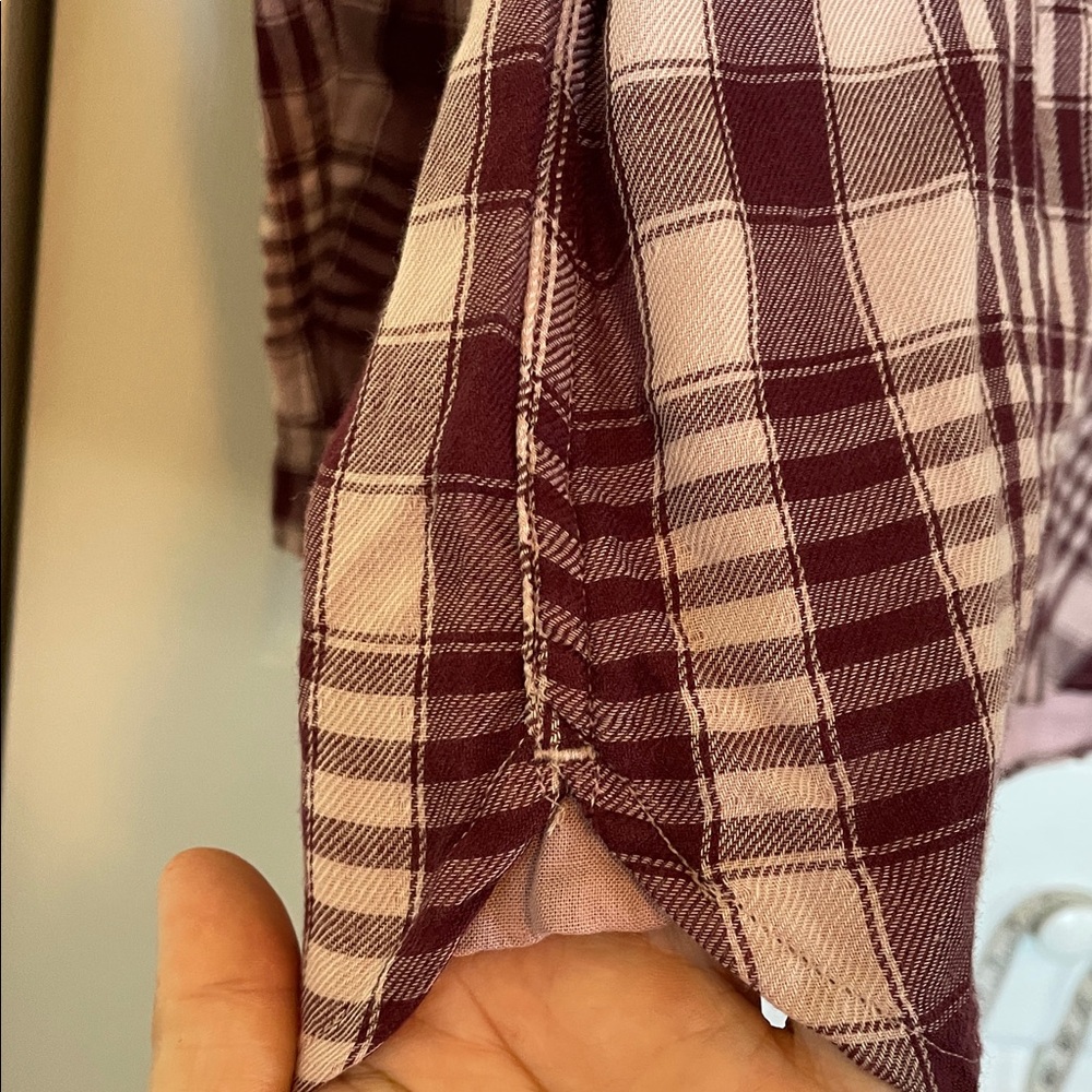 L.L. Bean Maroon/Pink Checkered/Plaid Tunic Shirt. Sz tag removed fits like L - Picture 4 of 8